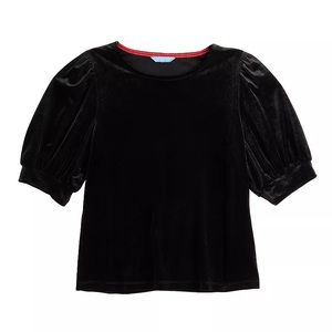 Draper James RSVP Women’s Black Velvet Elbow Sleeve Top Blouse Plus Size